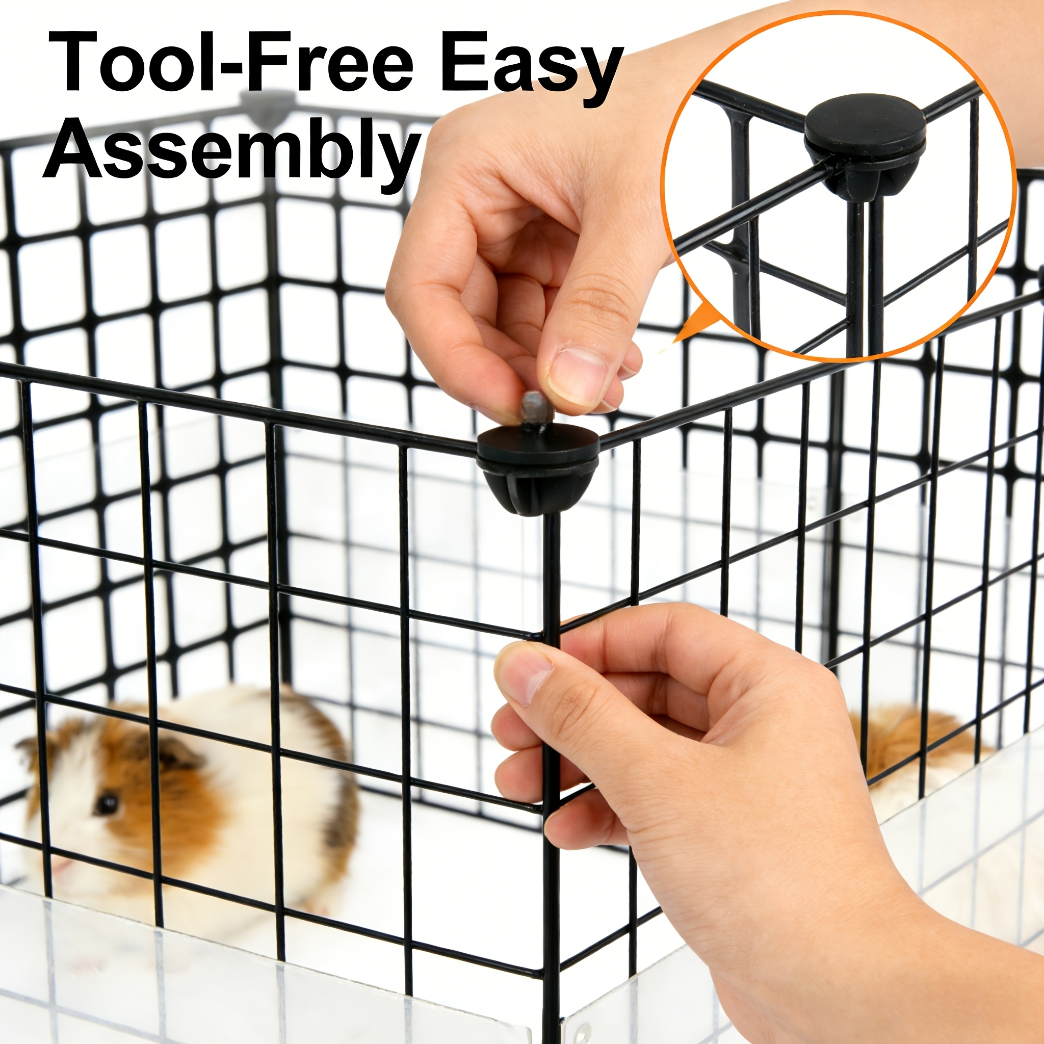Escape-Proof Small Pet Enclosure Set with Fence & Baffle