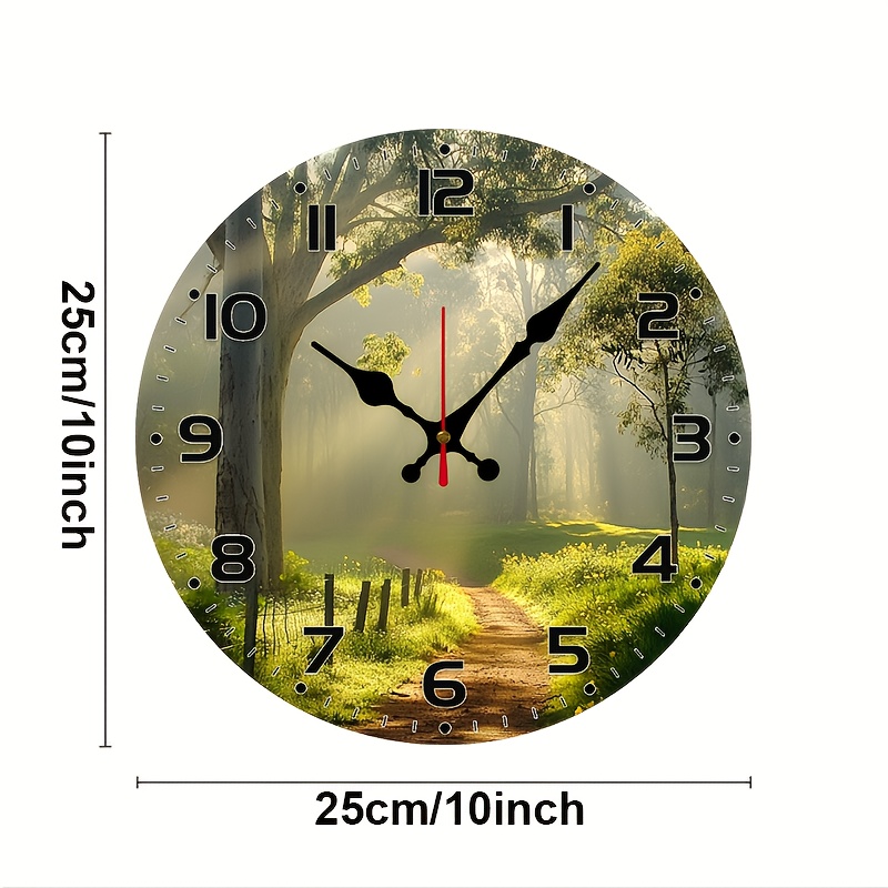 TEMU Forjn 10-inch Modern Minimalist Round Wall Clock With Backdrop & Wood Veneer - Silent Suitable For Living Room, Bedroom, Kitchen Decor, Outdoor