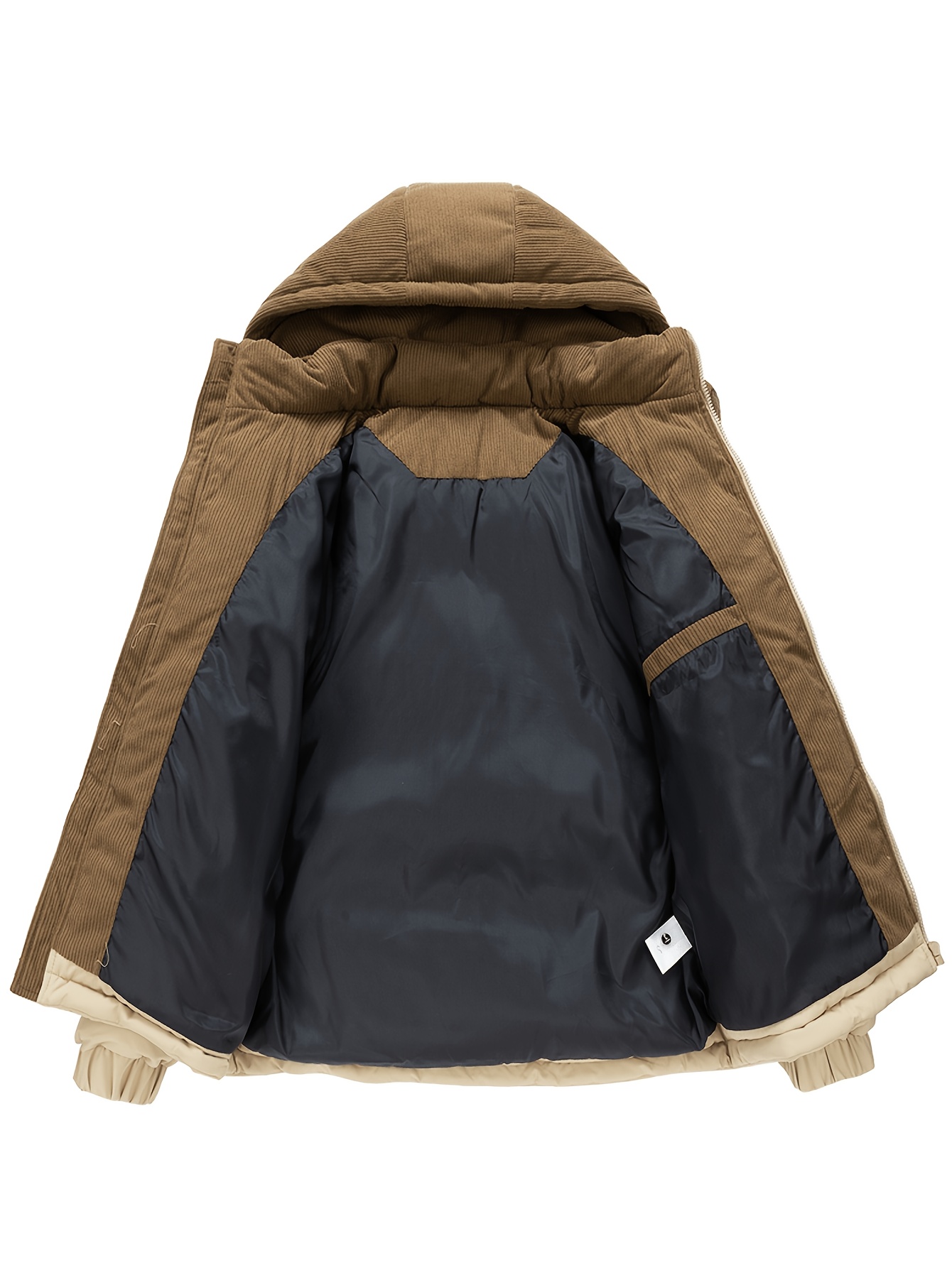 Men's Windproof Winter Jacket with Detachable Hood & Patchwork Design