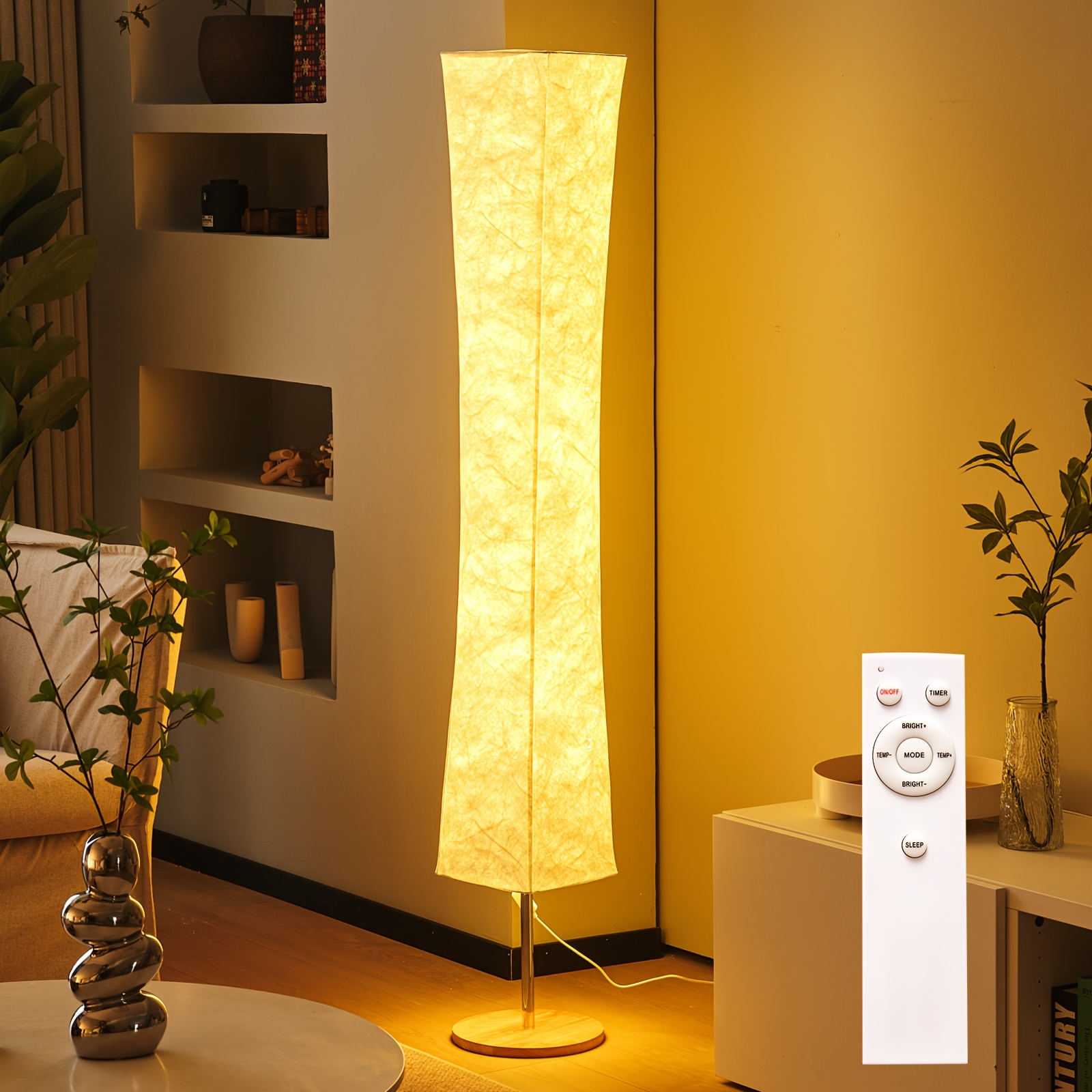 

58 Inch Floor Lamp 3 Color Lighting Remote Control, Led Lamp With Fabric Shade, Adjustable For Living Room Bedroom Game Room