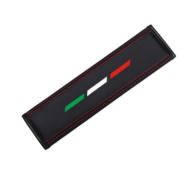 1 Italian Flag Car Seat Belt Cover Compatible For Shoulder Guard - Pu Leather Fit Driver/passenger Side, Strap (comfortable Driving Accessory)