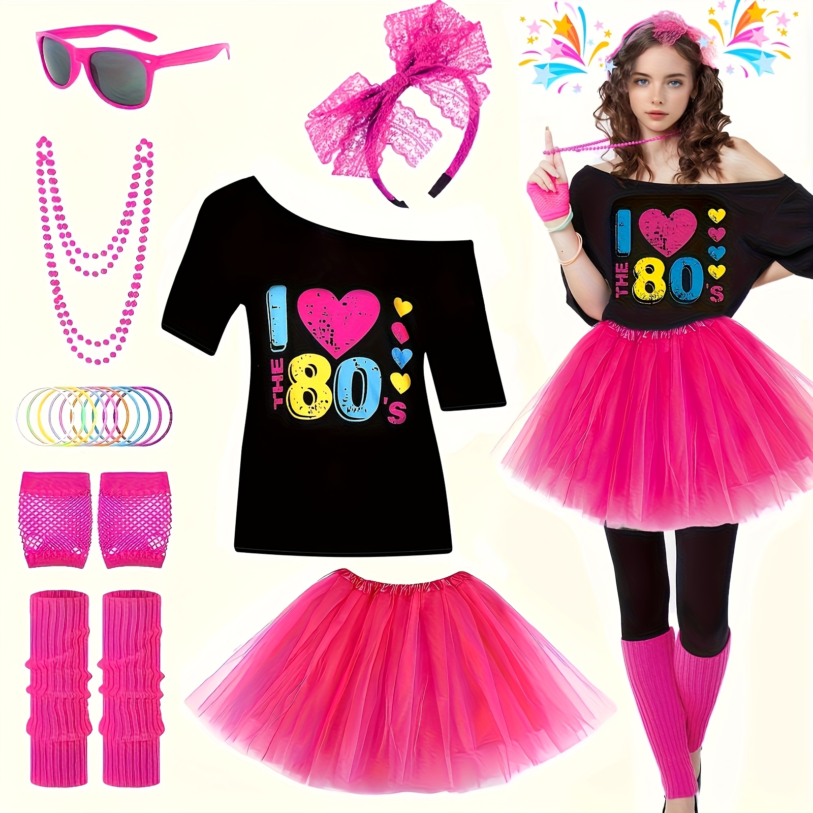 ABITO FANTASIA DONNA ANNI '80 NEON TUTU Lirico 3 Strati Rete TUTU - Foto 4