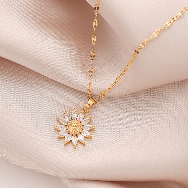 E-shop Damen Sonnenblumen Anhänger Halskette, Eleganter Stil, Geeignet für und Party Anlässe, Wahl für Valentinstag
