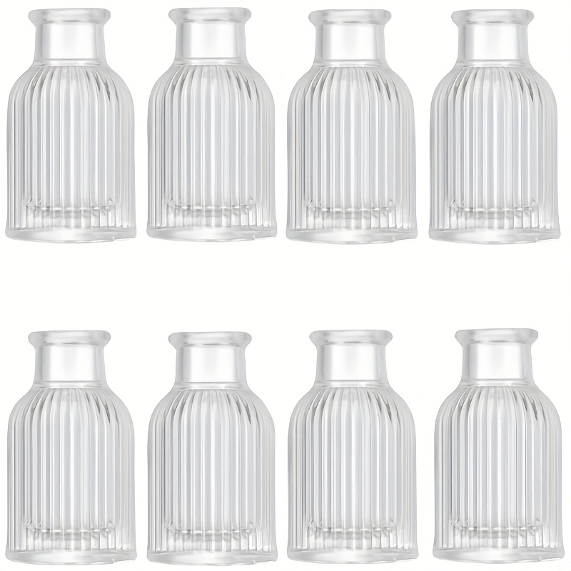 4/8/10/16/24pcs Glass Vases, Small Flower Vase In Bulk, Clear Mini Ribbed Vases For Centerpieces, Modern Wedding Reception Table Decorations