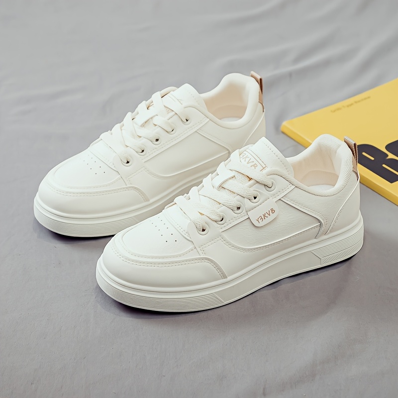 Alternative view of Zapatillas blancas de mujer, nueva colección primavera 2025, zapatos deportivos versátiles estilo "dad" con suelas…