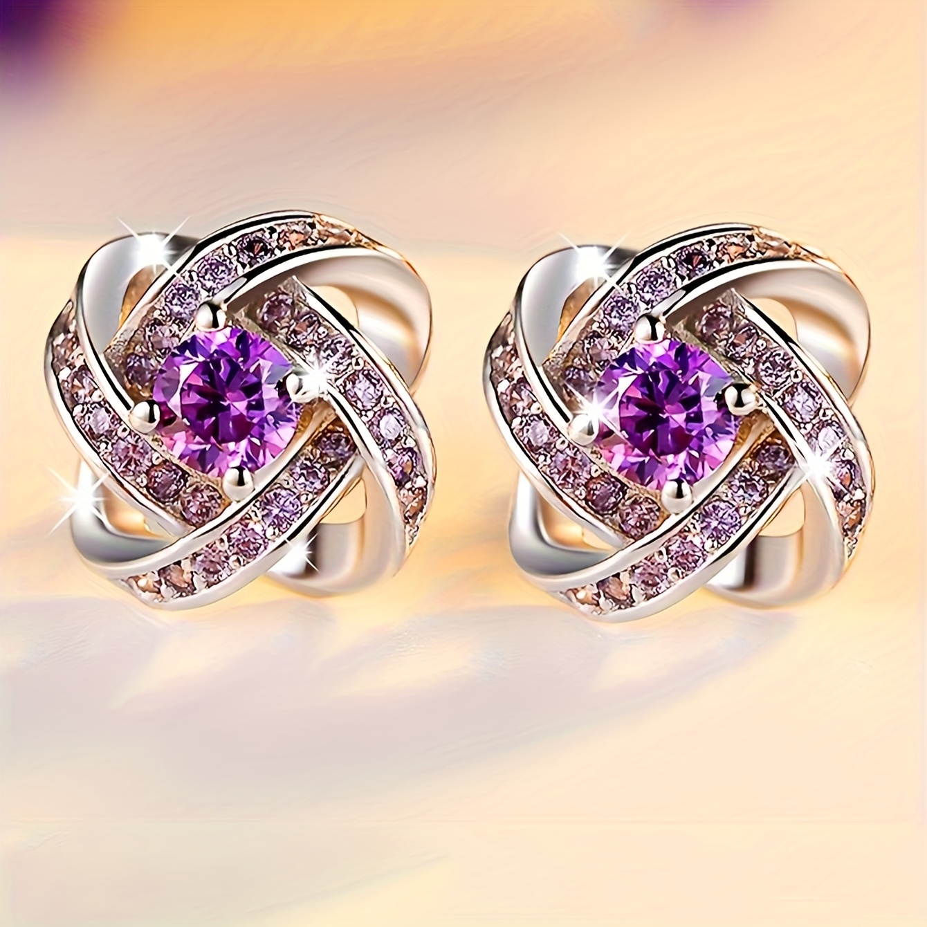 

Delicate Purple Flower Shaped Stud Earrings Zinc Alloy Jewelry Vintage Elegant Style For Women Daily Dating Earrings