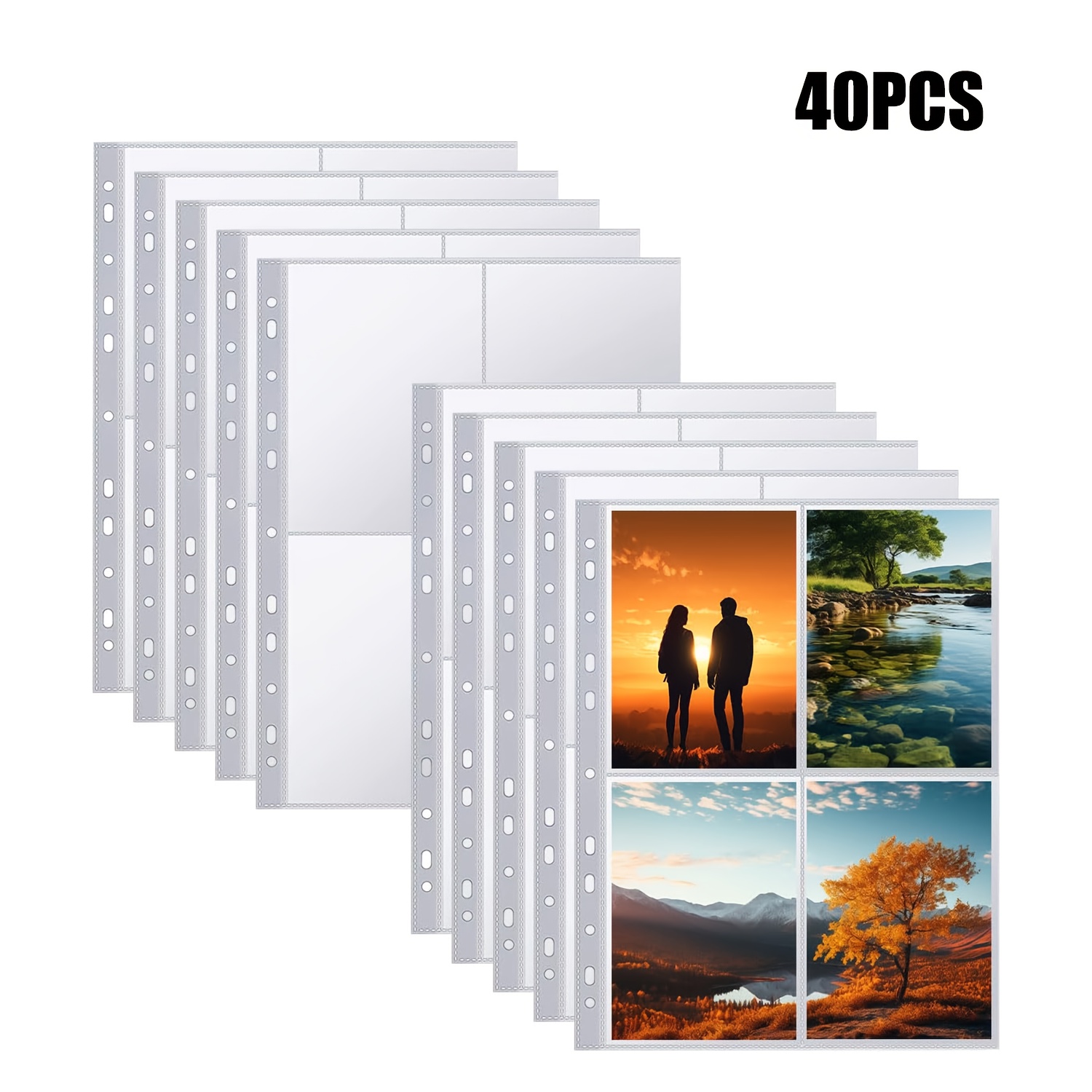 TEMU A Pack Of 40 A4 Photo Sleeves, With 320 A4 Ring Binder Pockets, 4 Dividers, Double-sided 4-hole Photo Protective Film, Album Accessories, Album