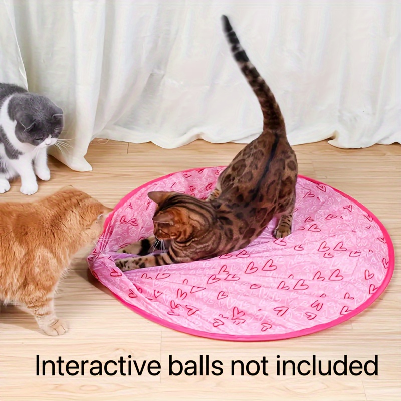 

1pc Interactive Canvas Cat Rolling Toy Cover, Heart Pattern, Non-electric Indoor Play Mat For Cats