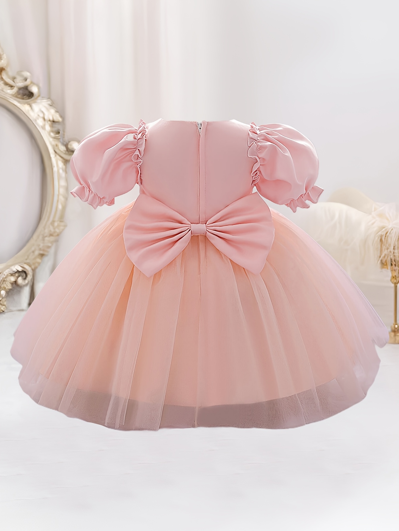 infant toddler christmas party dress bow tulle overlay puffy - Temu Germany