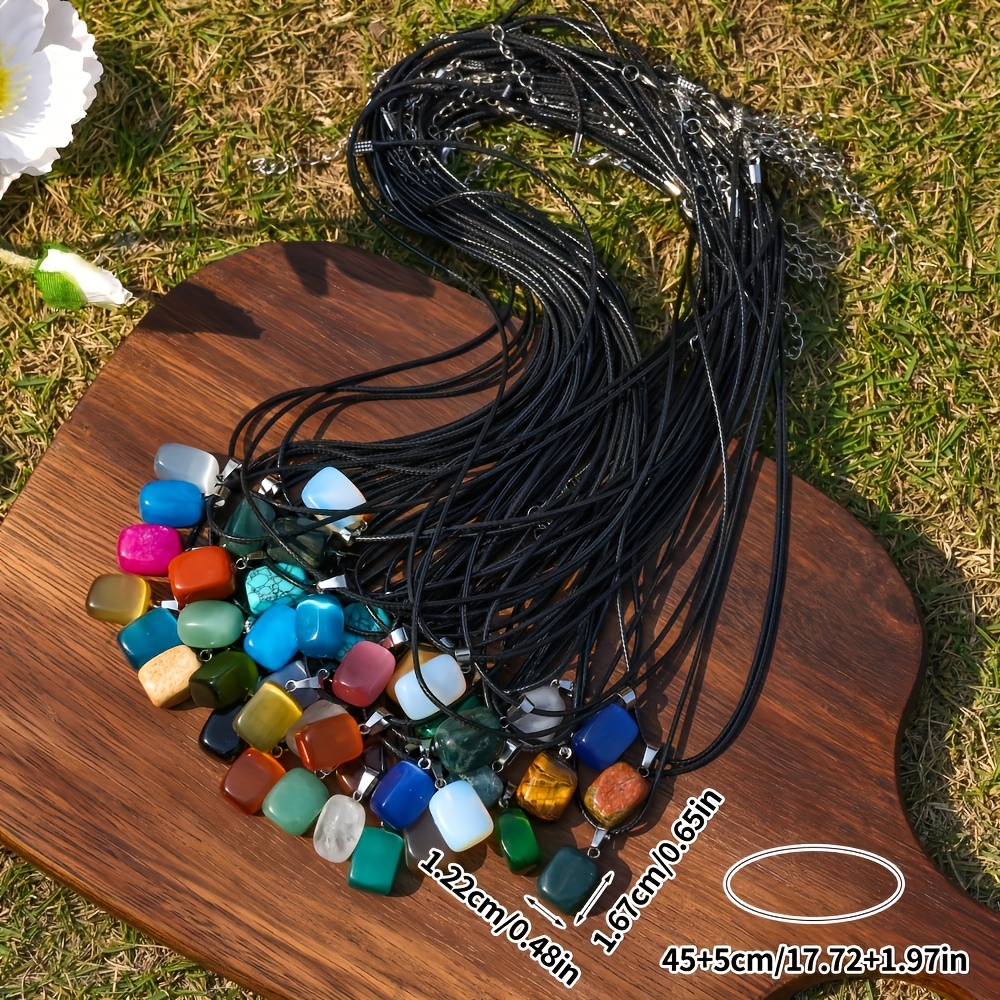 7pc Irregular Natural Gemstone Pendant Necklace Set