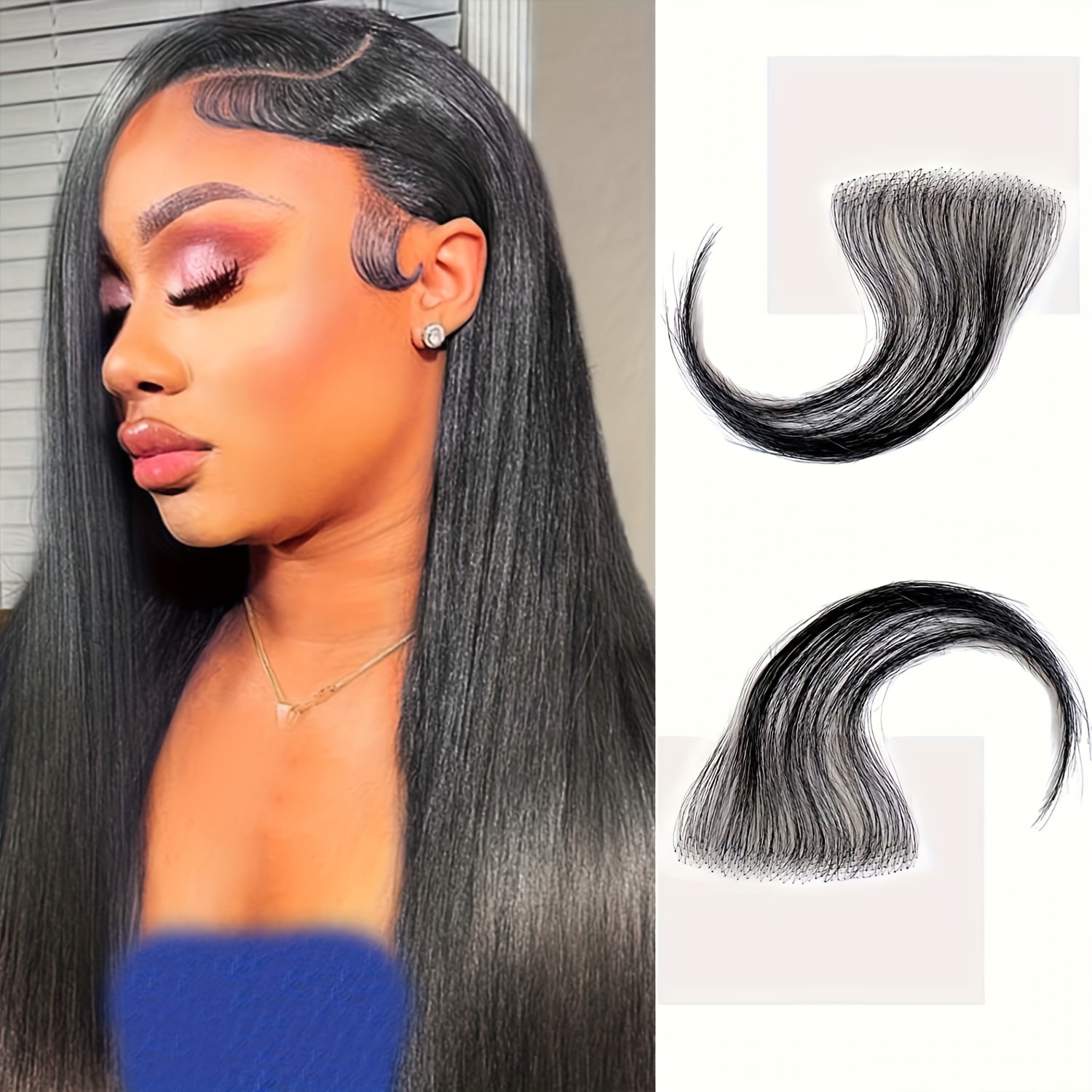 2pcs Edges Hair For Lace Front Wig HD Lace Edges Baby Hair Lace Front Wigs Human Hair Lace Edges For Hair Reusable Invisible Lace Baby Hairs Edges Real Human Hair For Women