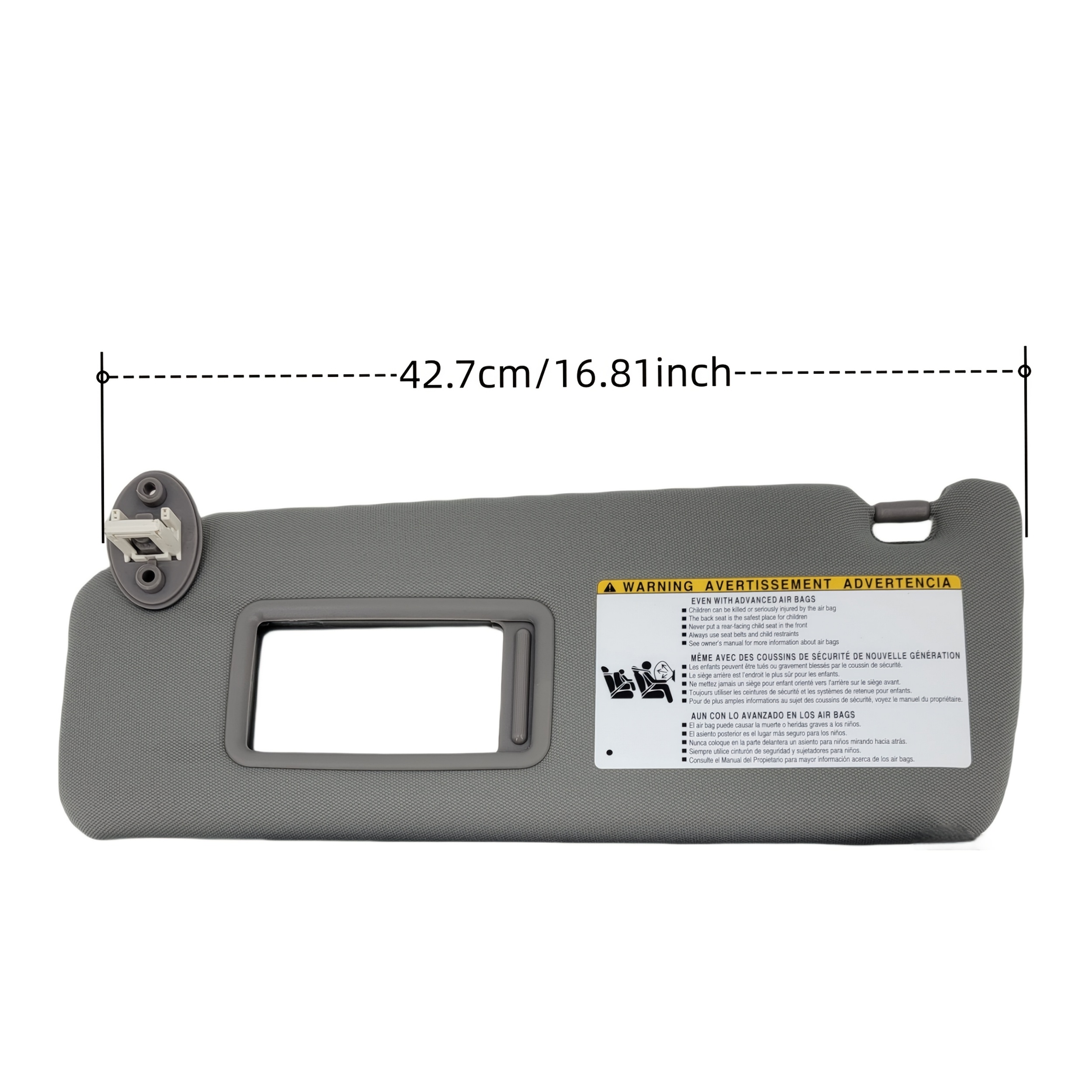 Right Passenger Side Sun Visor Replacement - Gray, Fits 2011-2017 Models, OE# 74320-06610-B1, Easy Install