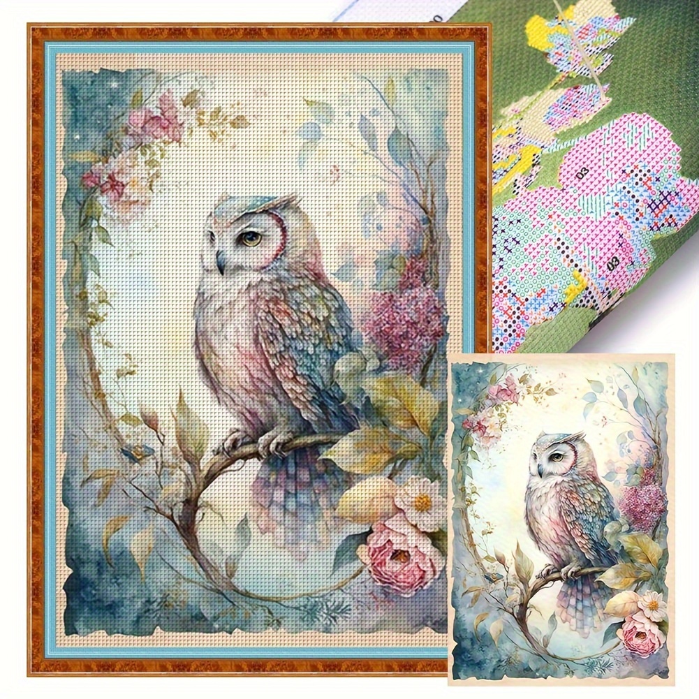 

Vintage Owl 5d Diy Diamond Painting Kit, Full Drill Round Rhinestone Embroidery Mosaic Art, Wall Decor Craft 15.75x23.62 Inches