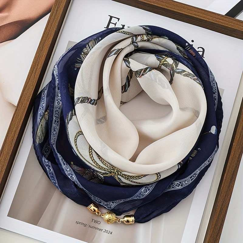 TEMU Fashionable Patterned Scarves In Styles, Neck Scarves And Scarves For Women, Versatile Neck Decorations For Spring And Autumn, Small Scarves For