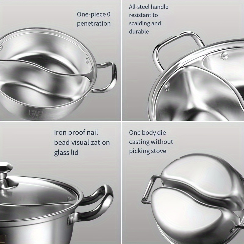 dual flavor   hot pot sus 316 antibacterial stainless steel thickened seamless   design non tainting soup   compatible with gas and induction stovetops details 7