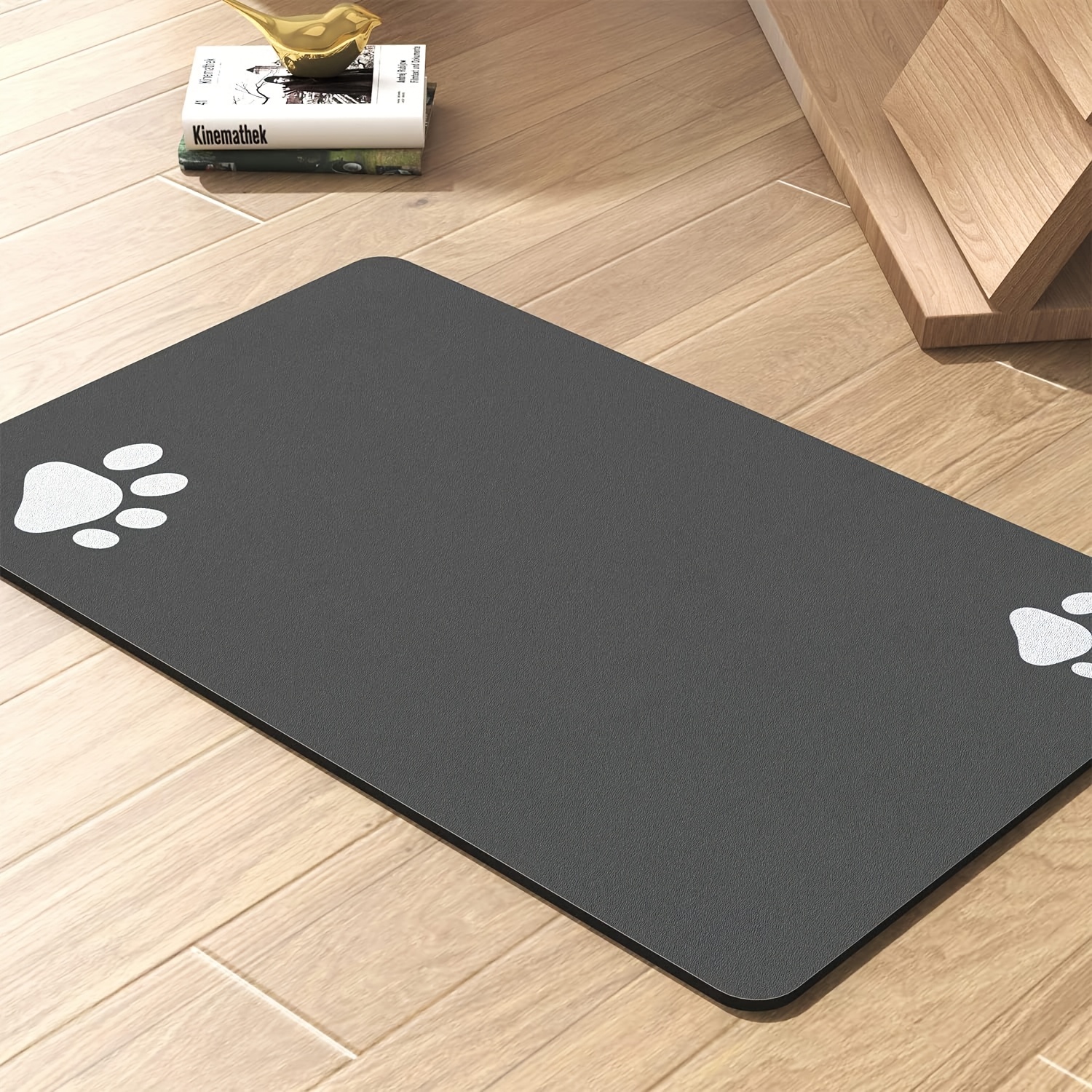 Paw Print Rubber Dog Feeding Mat Quick-dry Absorbent Stain-resistant Pet Bowl Mat For Dogs And Cats Non-slip Easy-to-clean Durable Pet Feeding New Year Gift For Pets Accessory