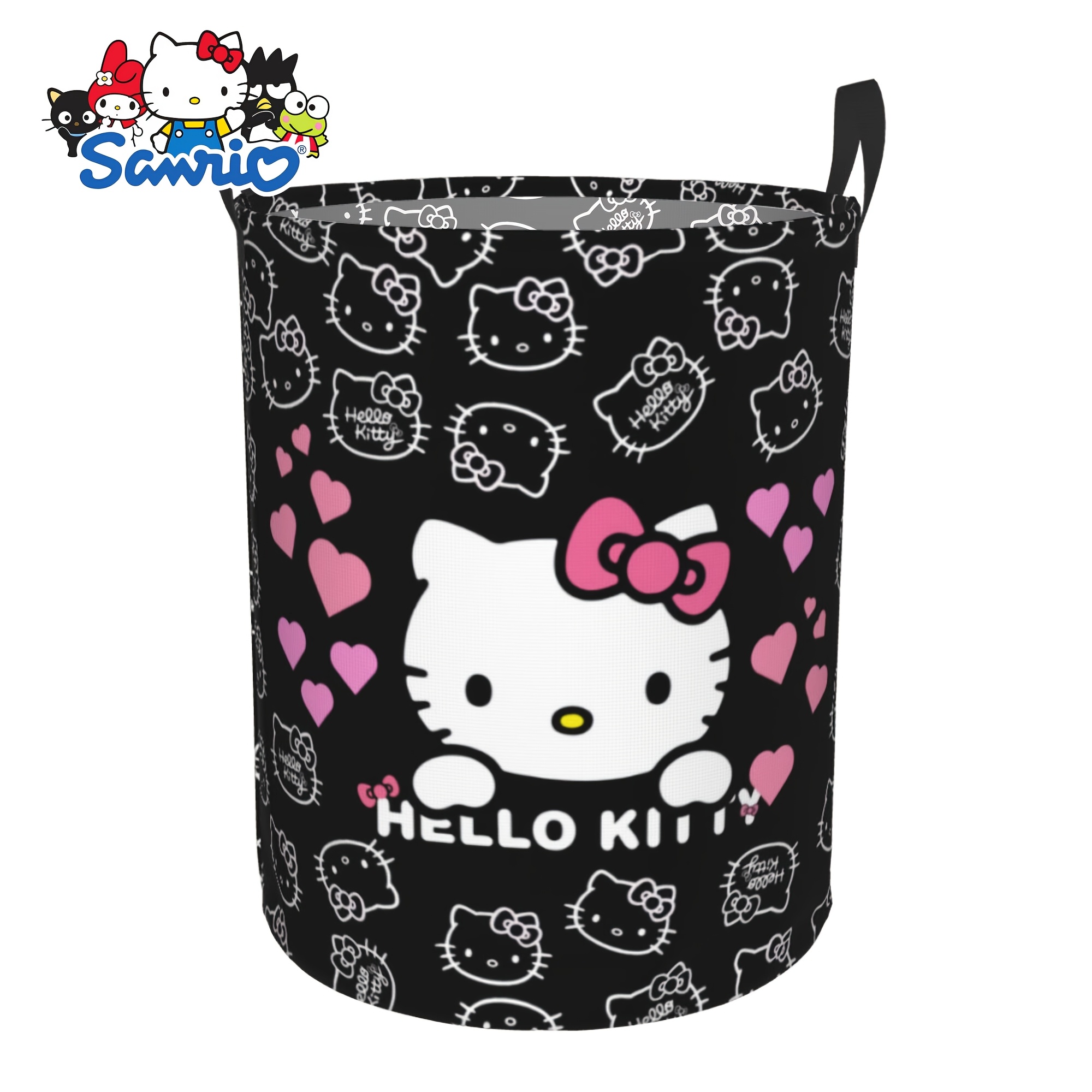 TEMU Hello Kitty Laundry Hamper Laundry Baskets -portable Storage Hamper With Sturdy Handle, Oxford Cloth, Easy To Store And Collapsible Design-