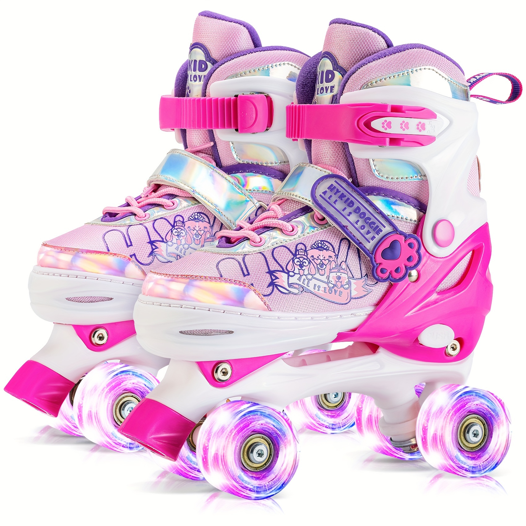 

Roller Skates Adjustable Size Double Roller Skates With All Wheels Light Up Fun Illuminating Roller Skates Beginners
