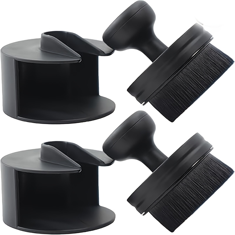 2pcs set of car detailing brushes portable car tire brushes with   high density soft bristle detailing brushes for car tire glossy polishing wax application black Product details 0