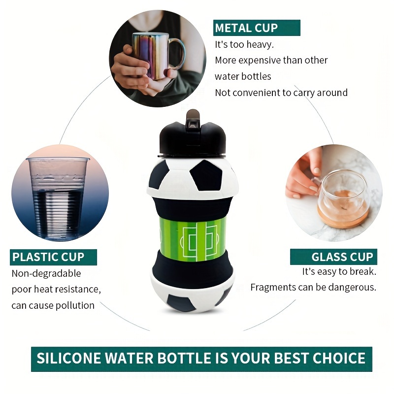 1pc 550ml 18 6oz collapsible water bottle food grade silicone water bottles suitable for fitness outdoor activities travel details 6