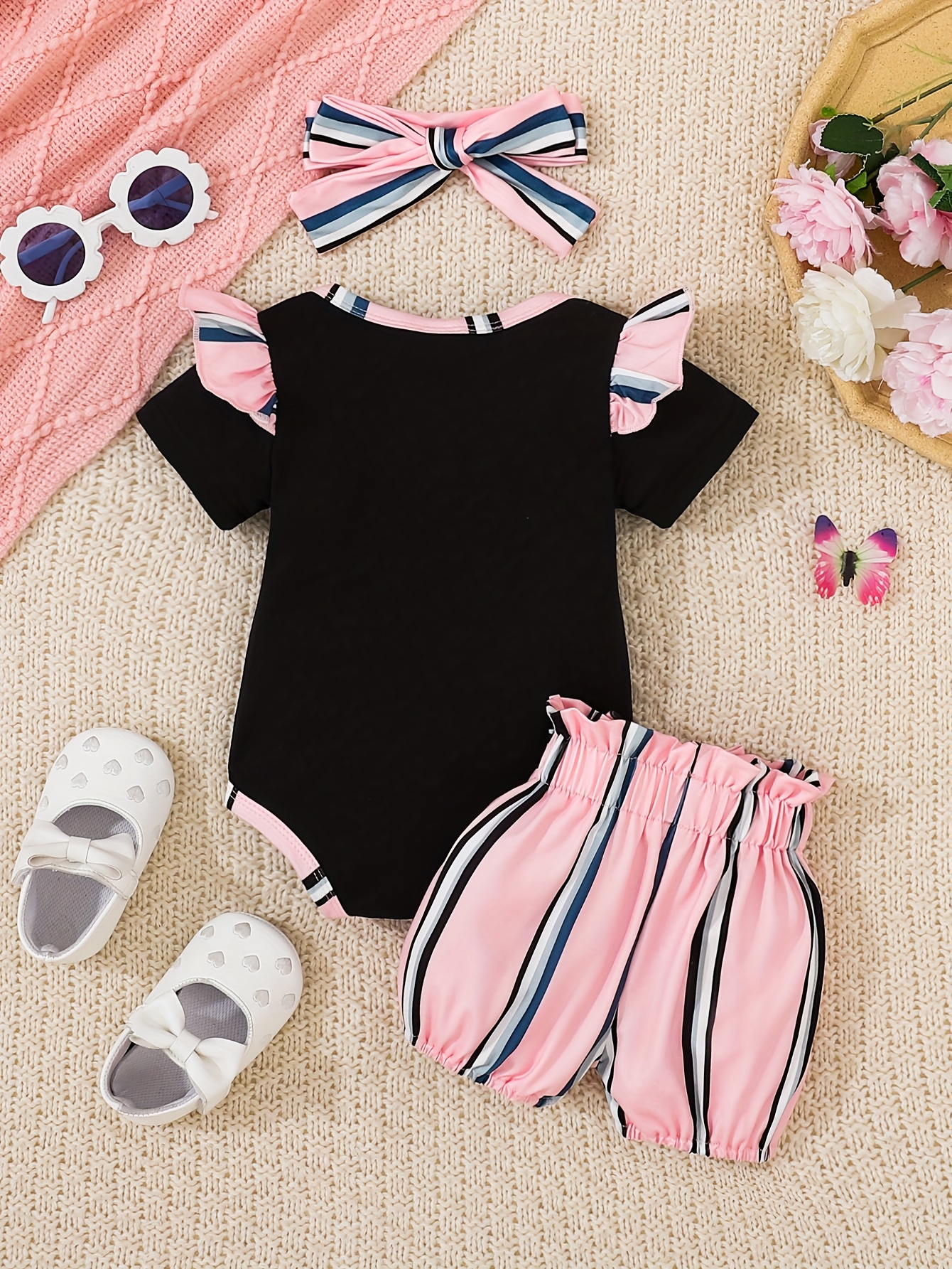 newborn children's baby girl flying sleeve lace button Temu