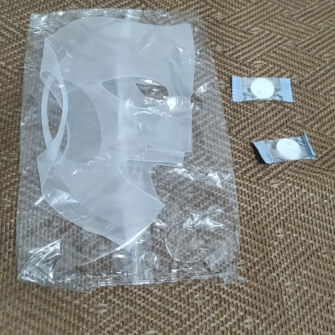 Image of 3pcs (1pc Mask And 2pcs Compression Facial Masks) Single Mouth Mask And Mask Cover Fixed With Ear Hook Reversible Loss Wet Pressure Facial Beauty Mask Cover Reusable