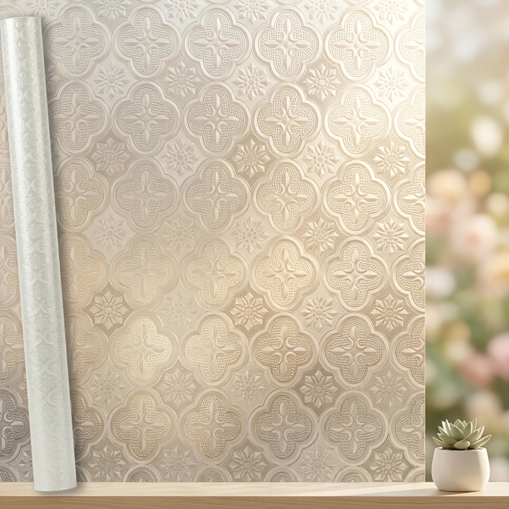 TEMU Zsv Self-adhesive Static Cling Window Film Suitable For Glass Doors & - 3d Frosted Privacy, Protection, Heat, Adhesive-free Pvc Glass Covering