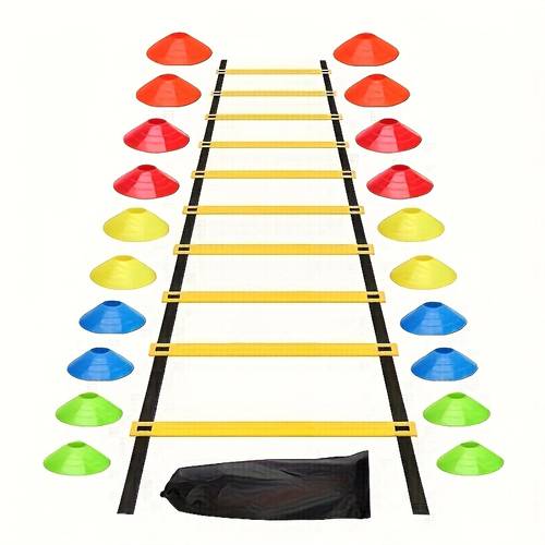 outdoor agility ladder set soccer training equipment agility ladder bands marker disc and storage bag suitable for agility and speed training