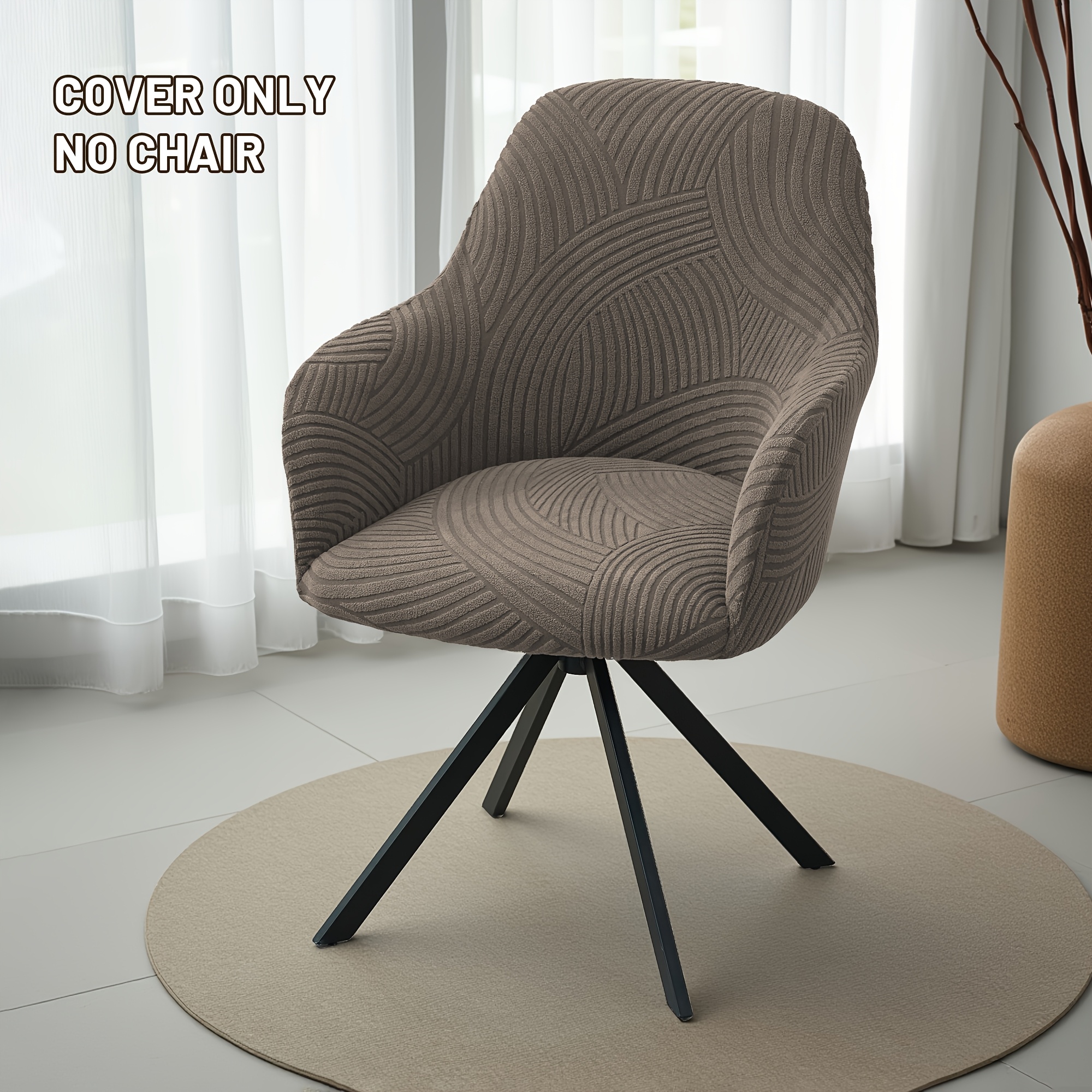 1pc Fit Elastic Chair Cover Compatible For Office Chairs With Armrests - Soft Stretchable -piece Rotating Protector, Fits Swivel Chairs, (no Tools)