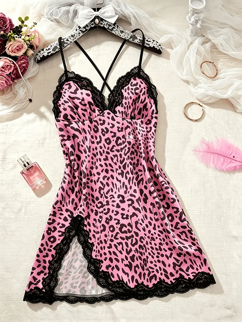 pink and black leopard dress Short formal dress 1413 in hot pink and leopard print
