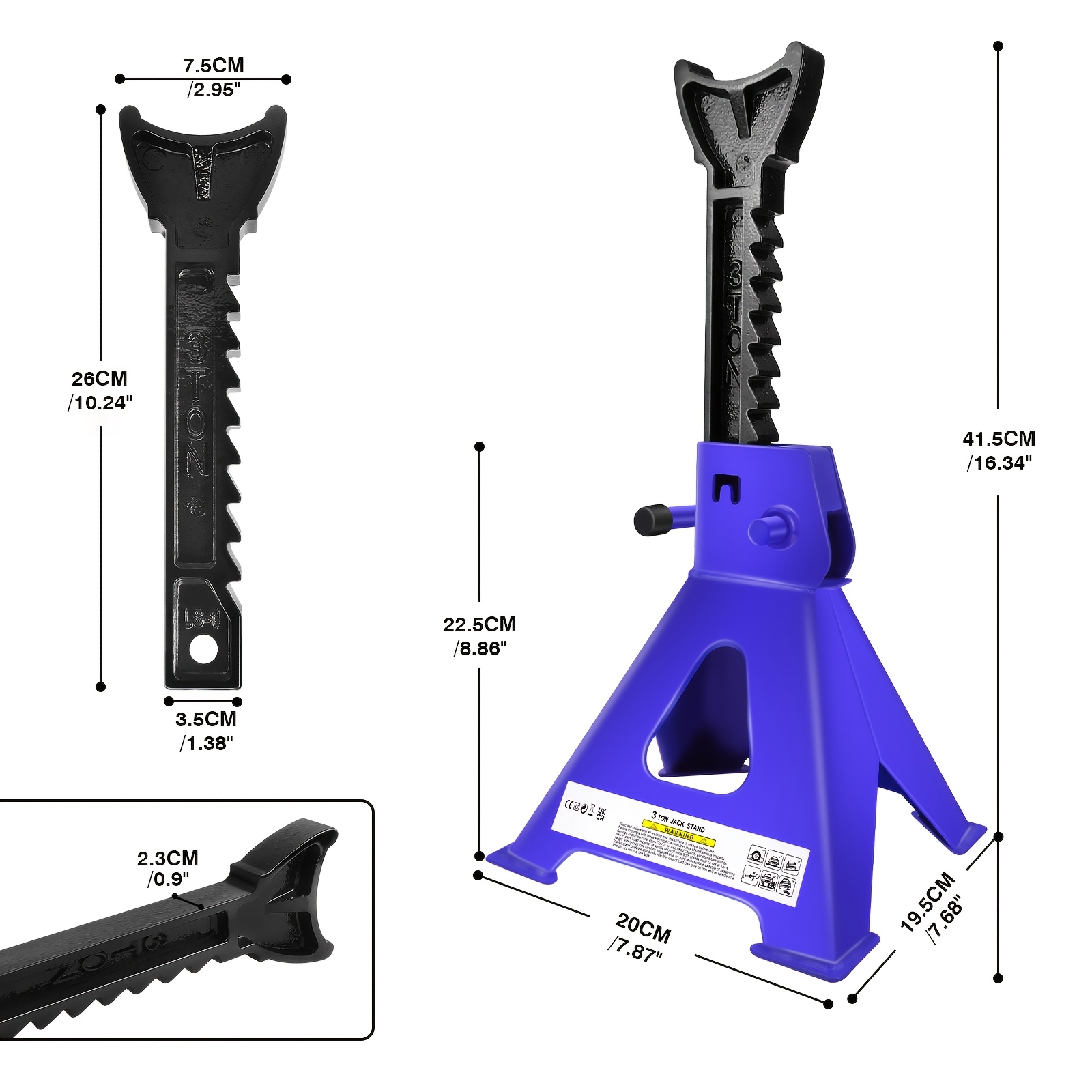 2x 3 Ton Adjustable Axle Jack Holding Stands
