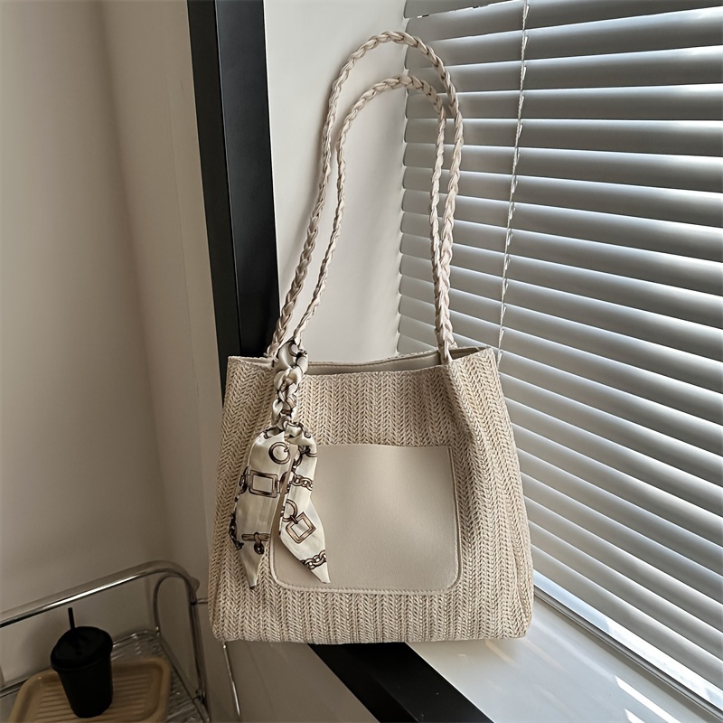 

Women's Fashion Tote Bag, Casual Shoulder Knitted Handbag, Chic Everyday Carryall