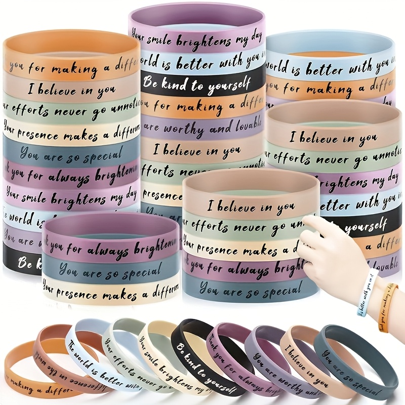 Brazaletes Motivacionales Para Adolescentes Y Adultos 24 Pulseras Motivacionales En Alemán - Silicona Colorida Con Frases Inspiradoras - Para Adolescentes Y Adultos Pulseras Elásticas 20.2cm