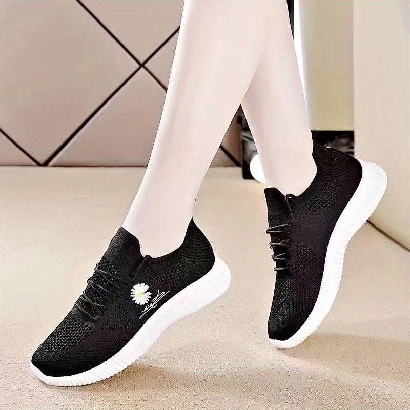 breathable stylish womens running shoes soft sole lightweight mesh upper with floral embroidery casual outdoor sports footwear in   sneakers Product details 3