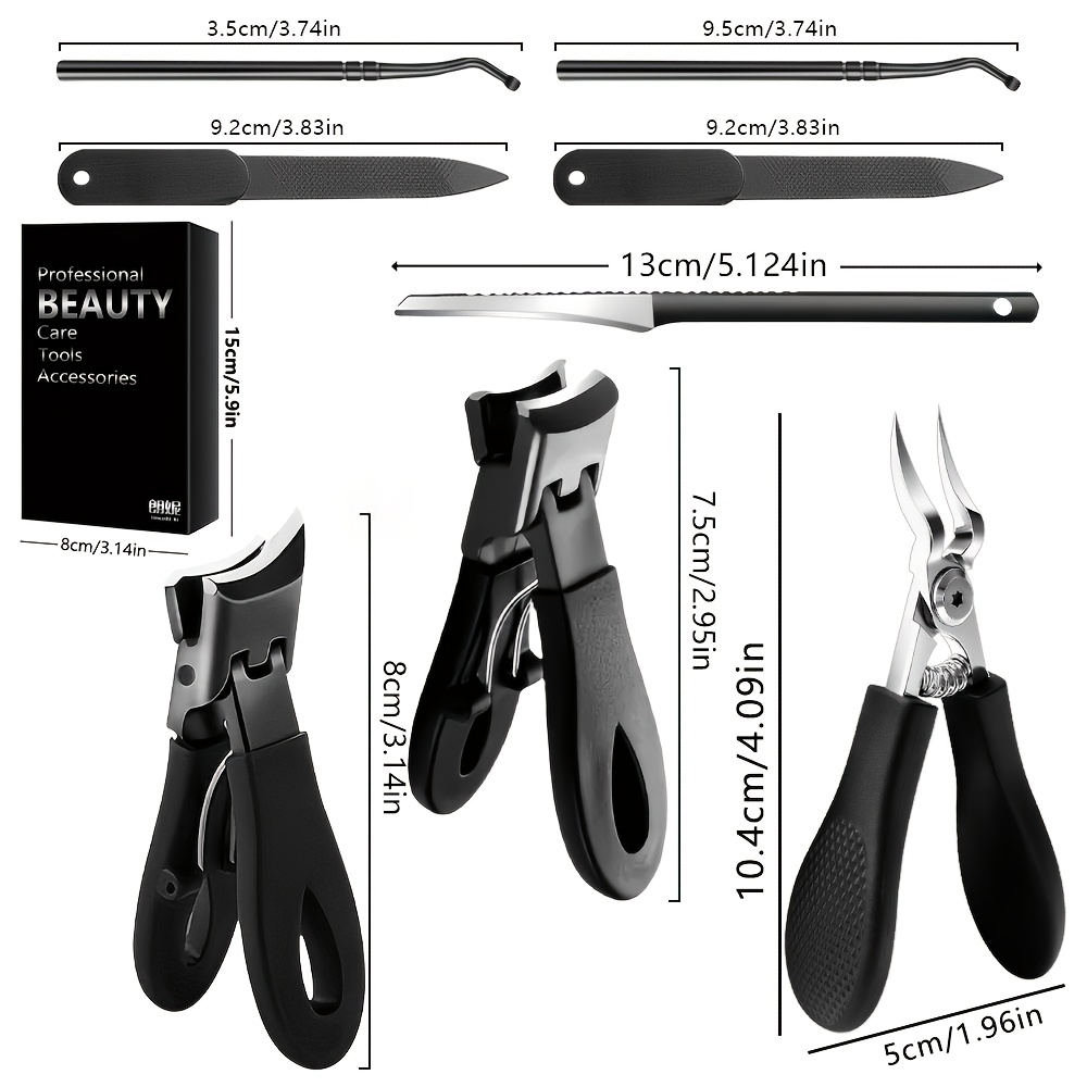 8pcs Thick Nail Clipper Set for Seniors and Adults