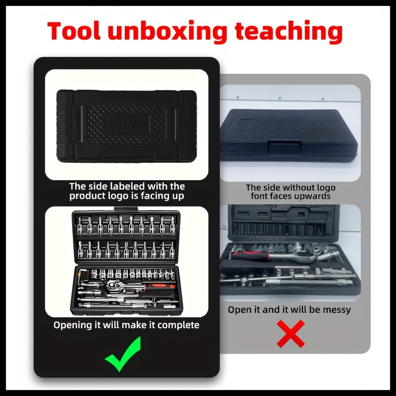 High-end Professional 45+1/44+2/42+1-piece Tool Set, Auto/bicycle Repair Machinery Kit, 1/2 Inch *1/4 Inch 3/8 Inch Drive Depth And Standard Wrench Set, Race-grade Auto Parts Repair Ratchet Wrench And Other Auto Repair Accessories Tool Set