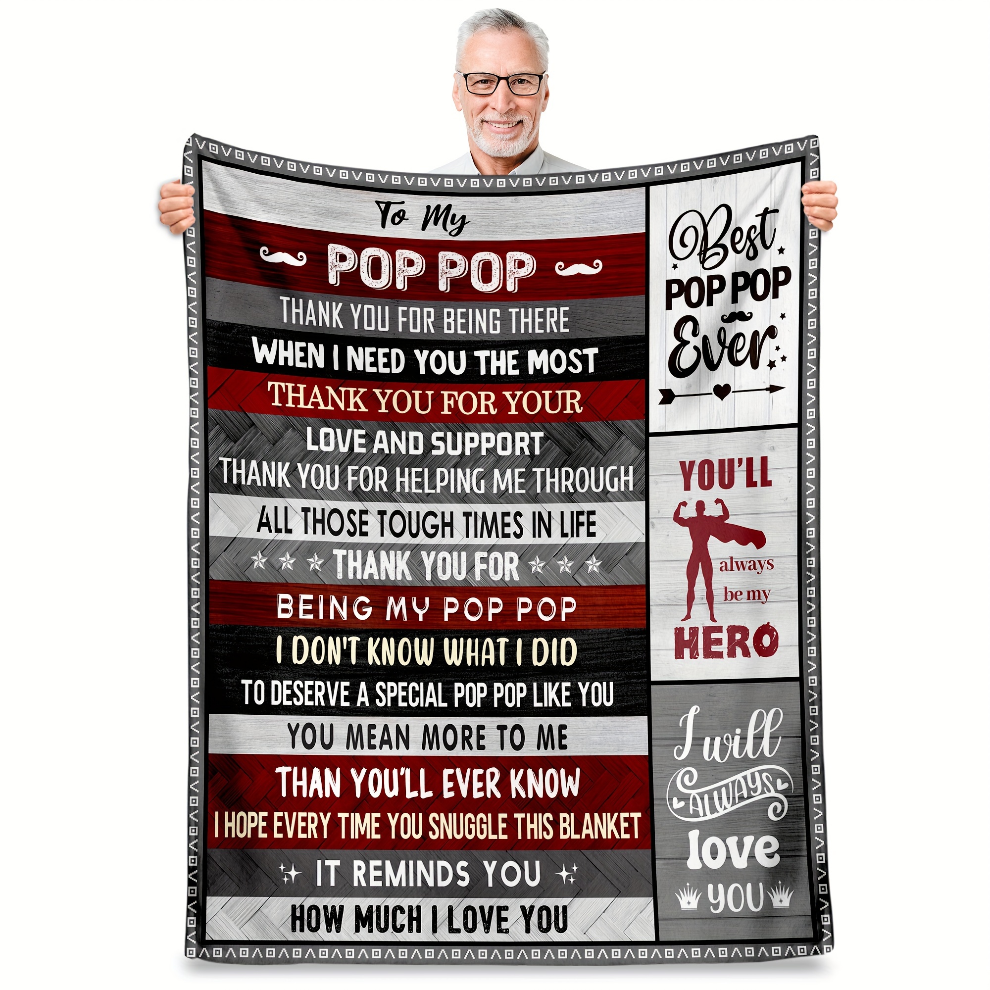 

From Grandkids, Pop Pop , Pop Pop Birthday Gifts, Best Pop, Pop Pop Christmas Throw Blanket Gifts 60"x50