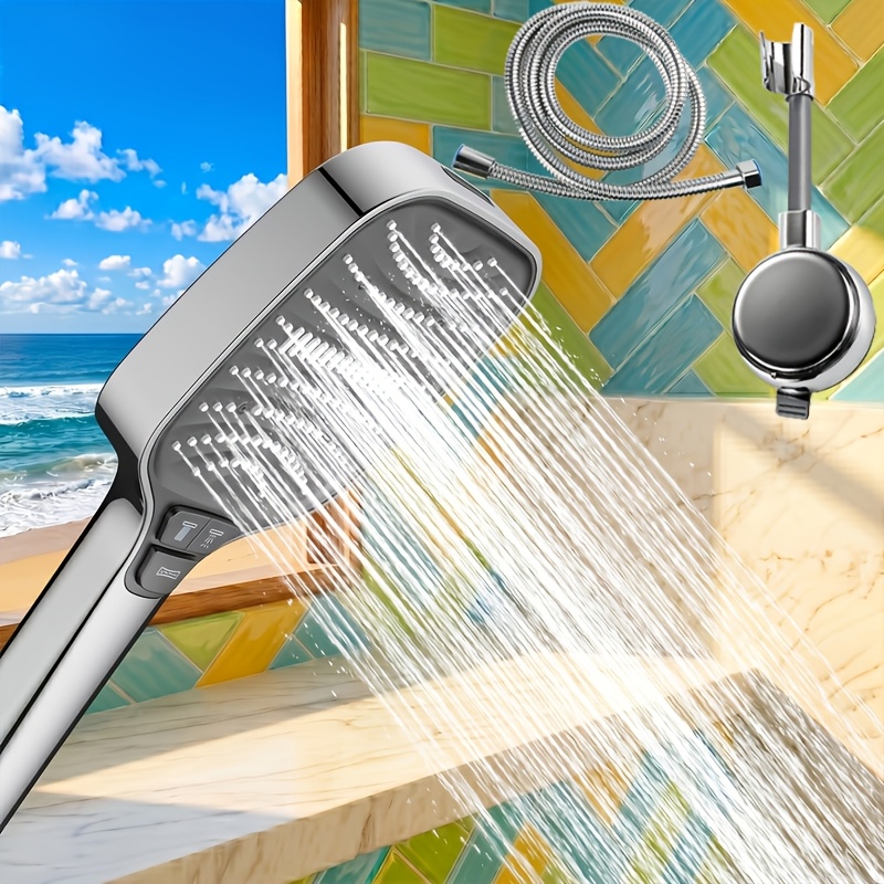 Image of 8 High Pressure Shower Head With On Off Switch, Powerful Water Saving Handheld Shower Sprayer, Adjustable Shower Head For Bathroom Home Replacement