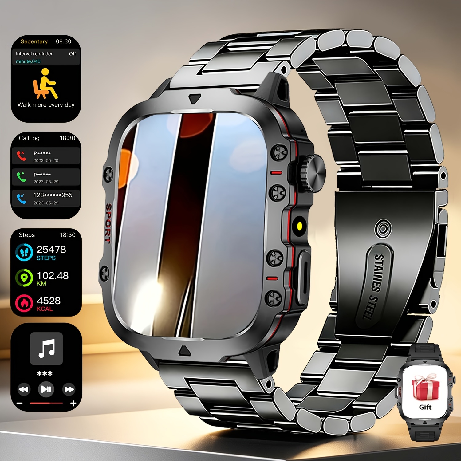item picture New Smartwatch, Activity Tracker, Fitness Companion with 1.83-inch HD Large Screen | Multiple Colors Available, Wireless Calling, Music Control, Multiple Sports Modes, Stylish Design, Ideal Choice for Outdoor Enthusiasts, Suitable for Both Men, Open in new tab.