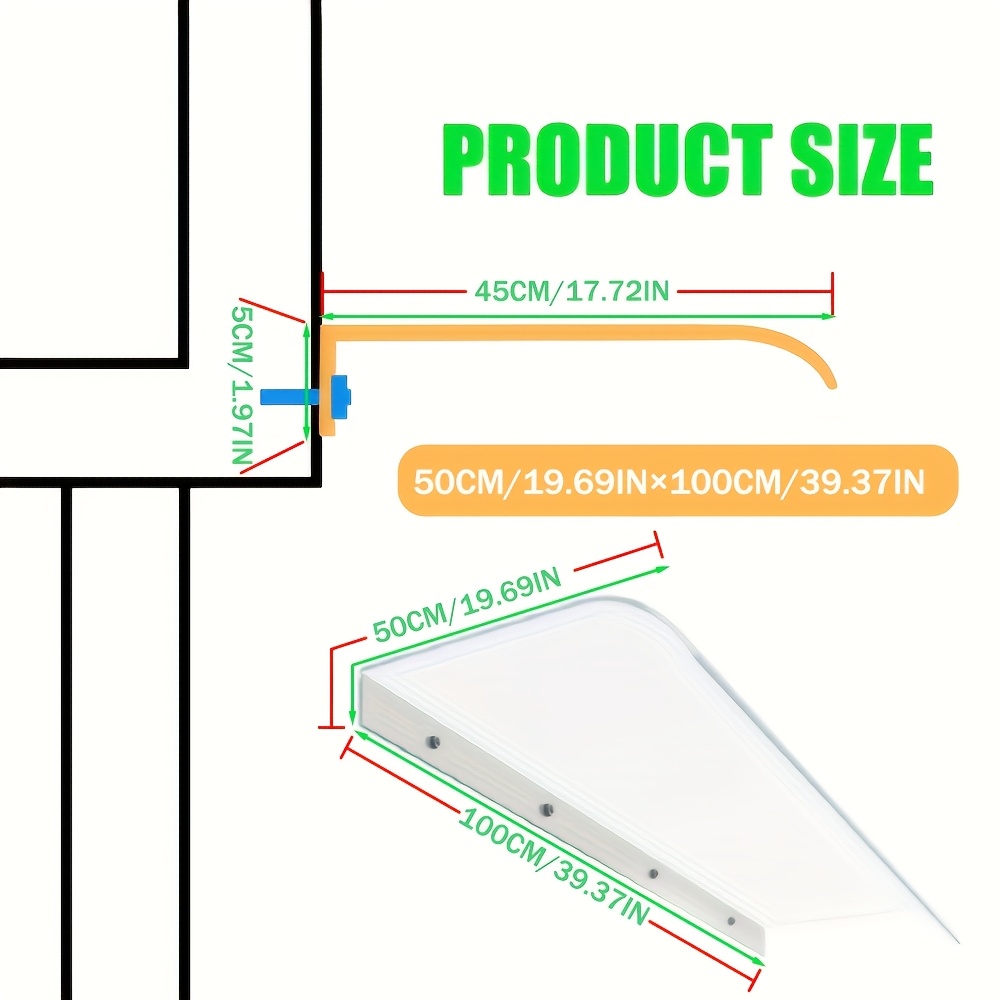 Image of Length 39.39 Inches, Easy-to-install Invisible Transparent Awning For Doors And Windows, No Support Needed, Simple Installation, Suitable For Patio, Porch, And Window Protection, Roof Sunshade