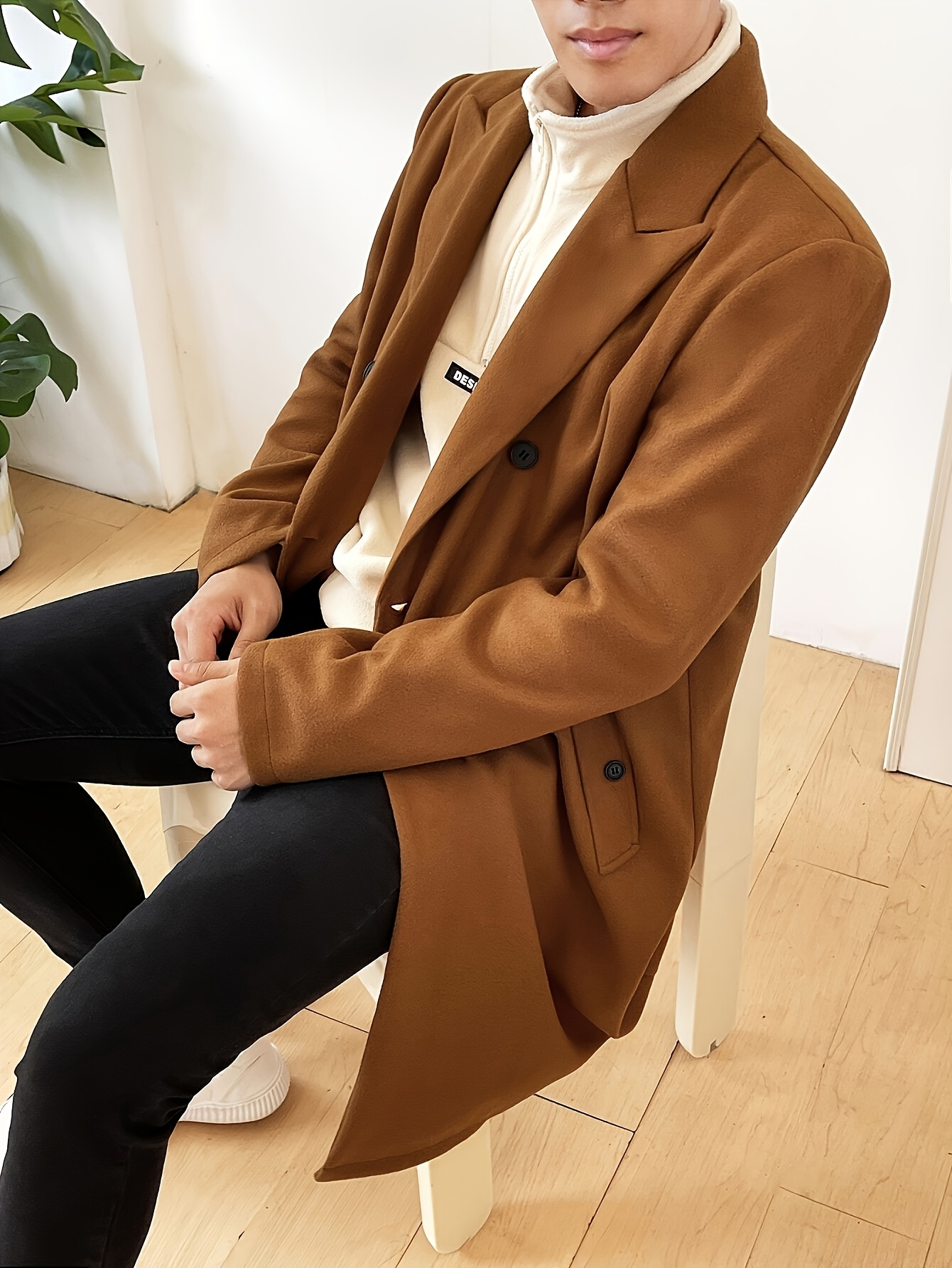 big tall mens lapel collar windbreaker machine washable Temu