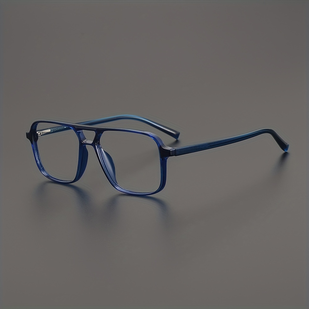 Men\'s Classic Rectangular Double-Beam Large Frame Glasses, Minimalis mens retro double beam trendy ultra light glasses frame  main image 4