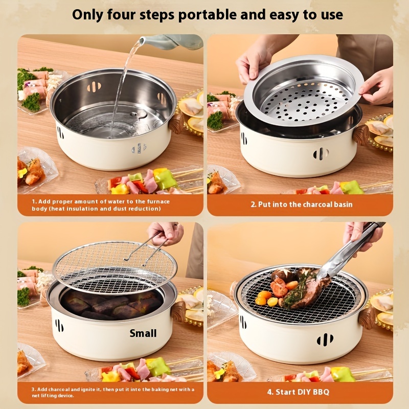 smokeless charcoal grill portable outdoor bbq tea cooking stove   camping picnics details 3