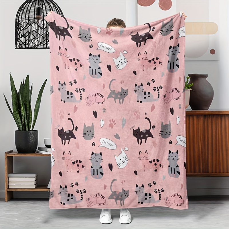 

Cozy Cat-themed Flannel Throw Blanket - Perfect Gift For Family & Friends, For Couch, Bed, Camping & Travel, Use