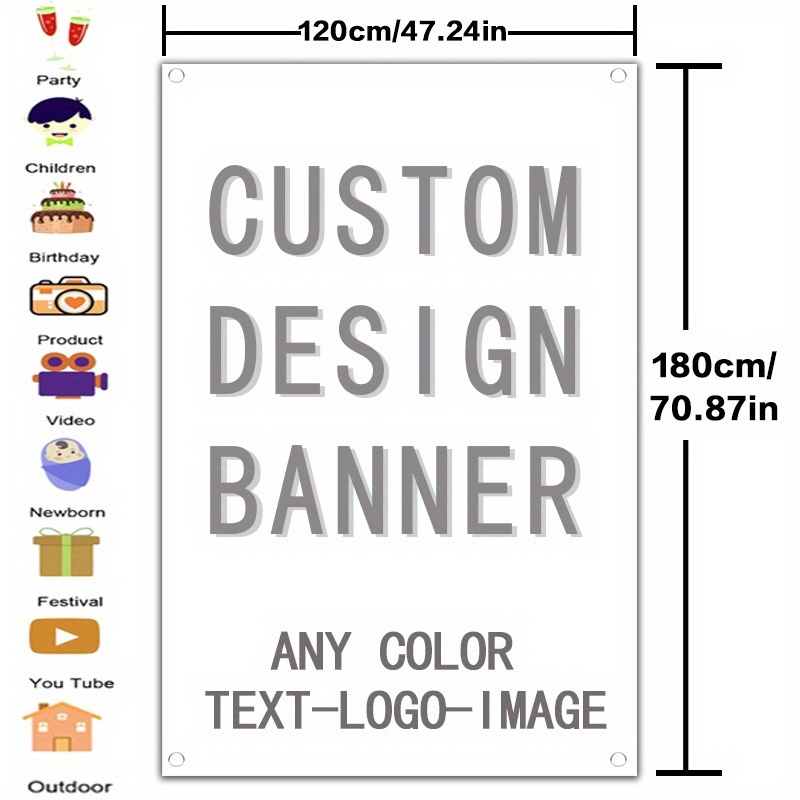 TEMU 1 Custom Vertical Flag - Personalized With Characters/logo/picture/pet Banner, Multiple Sizes , Suitable For Events, Business, Birthday