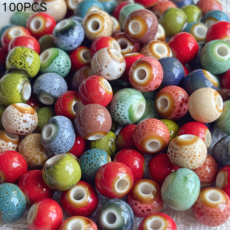 E-shop DIY Schmuck-Set – 100 Stück 8mm Mehrfarbige Keramikperlen, Boho-Stil Bastelpaket, Schmuckzubehör, Ideal für Weihnachten und Thanksgiving