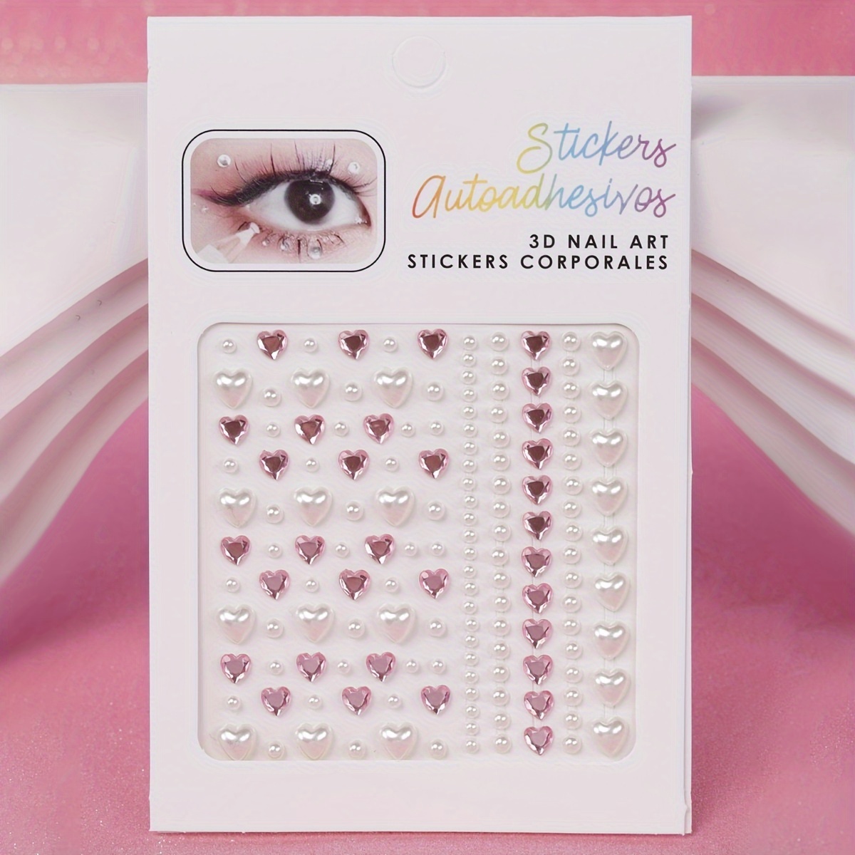 Of Multiple Pink Heart-shaped Pearls And , Designed As Decorative Rhinestones For Women'-dimensional Facial Embellishments, Perfect For Holiday Gifts, Projects, Music Festivals, Parties