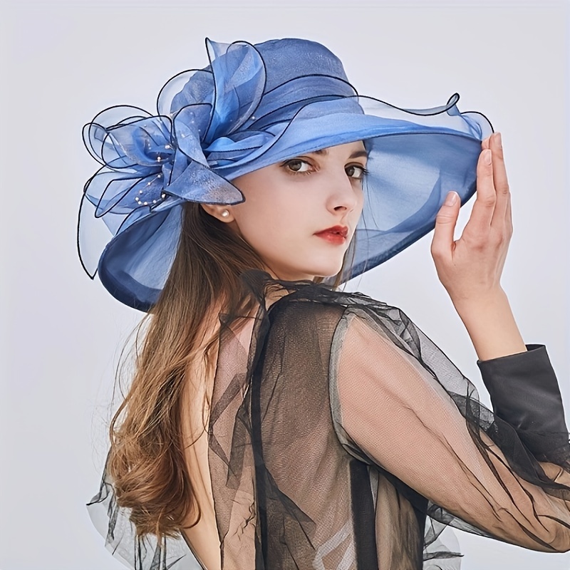 Easter Organza Flower Sun Hat Elegant Mesh Top Hats Summer - Temu