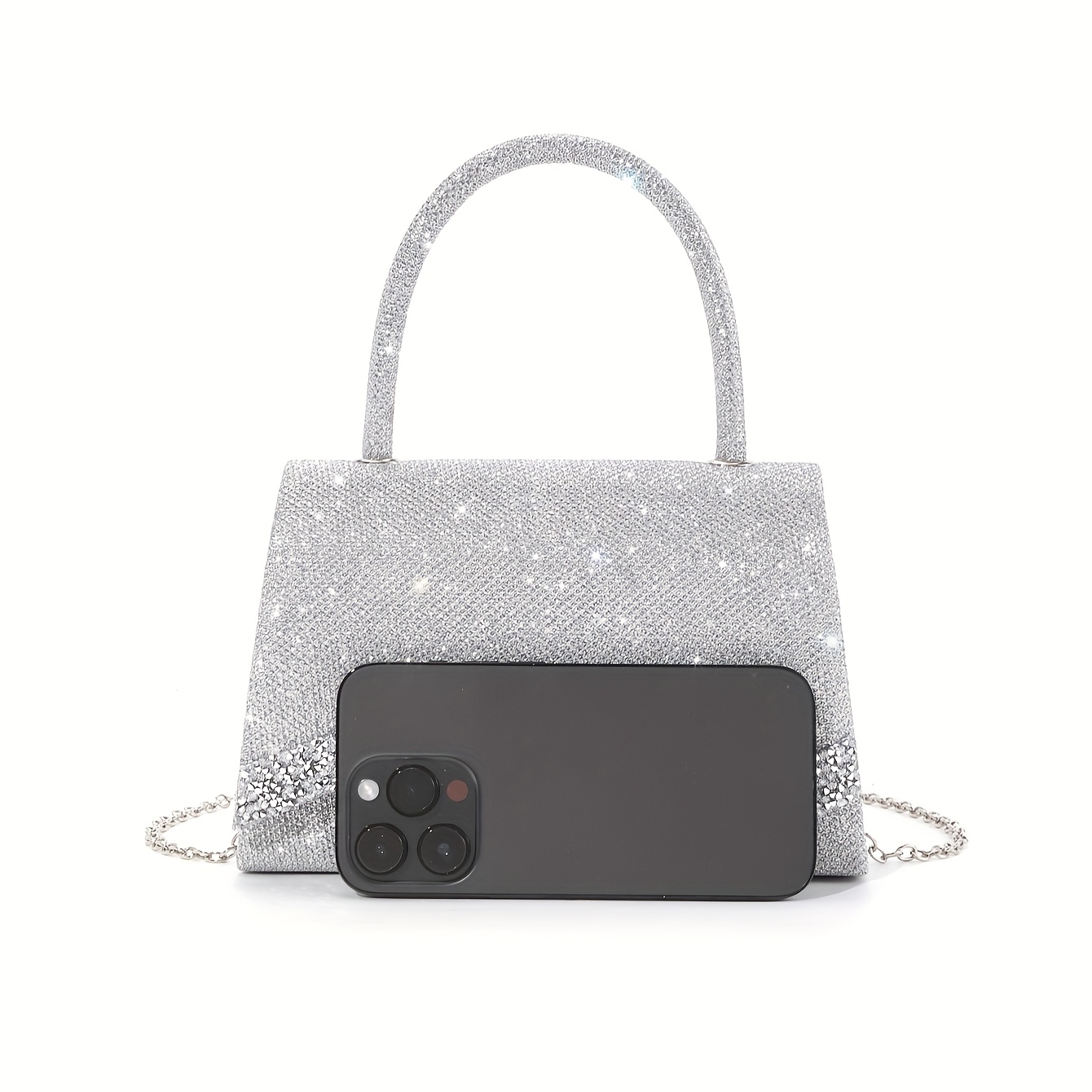 Sparkling Rhinestone Evening Bag with Multi-Functional Chain