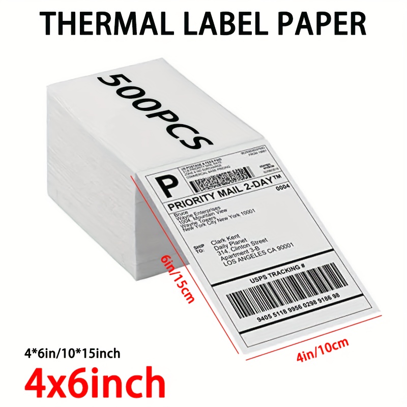 

100-pack All-purpose 4x6 Inch Thermal Label Paper, Wood Material, Strong Adhesive, Bpa-free, Abrasion And Water Resistant, Crystal White Shipping Labels For Thermal Label Printers